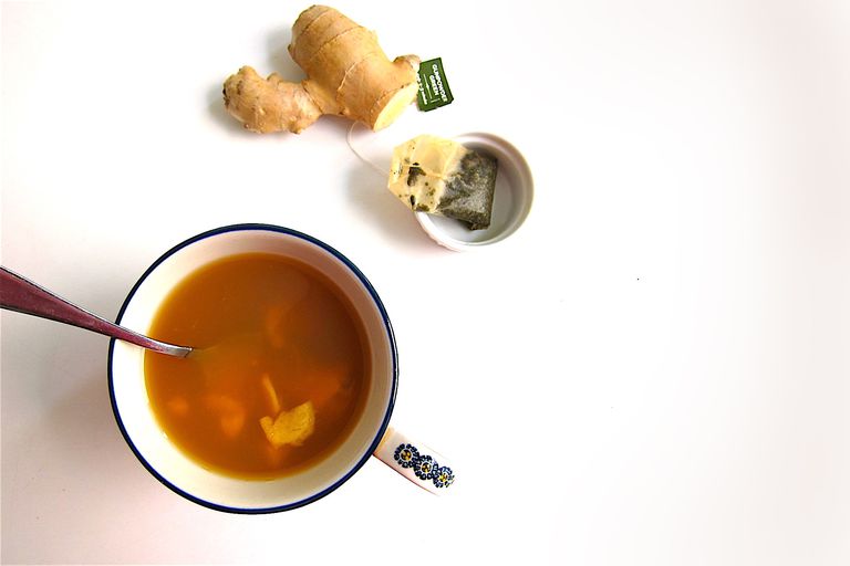 ginger skiver, grøn tepose, grøn tepose æblecider, Portion Kalorier