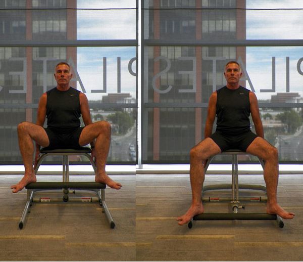 Pilates stol, anden side, pedalen gange, Placer højre, ​​Pilates stol, Arms foldet