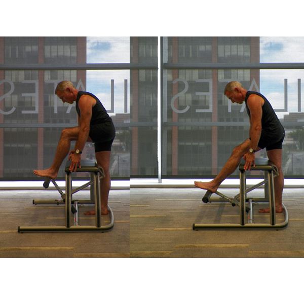 Pilates stol, anden side, pedalen gange, Placer højre, ​​Pilates stol, Arms foldet
